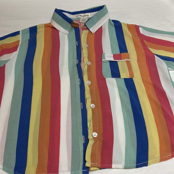 Passport, Rainbow stripes, cropped button down, Size large - Picture 4 of 4